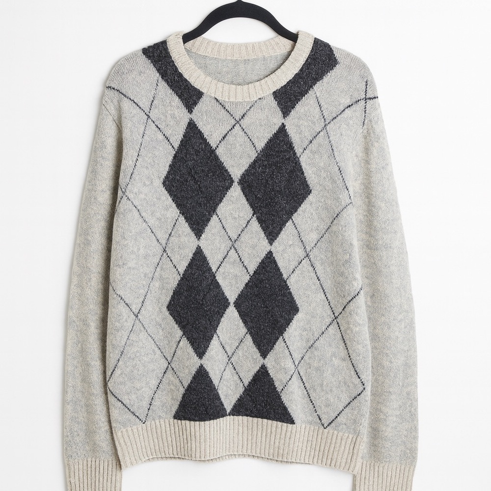 Dockers Men’s XL Argyle Crewneck Sweater Classic Cream, Blue & Gray –100% Cotton